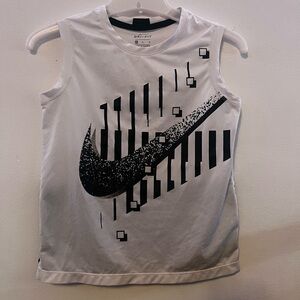 Nike Kids White Tank Top with Black Graphic
